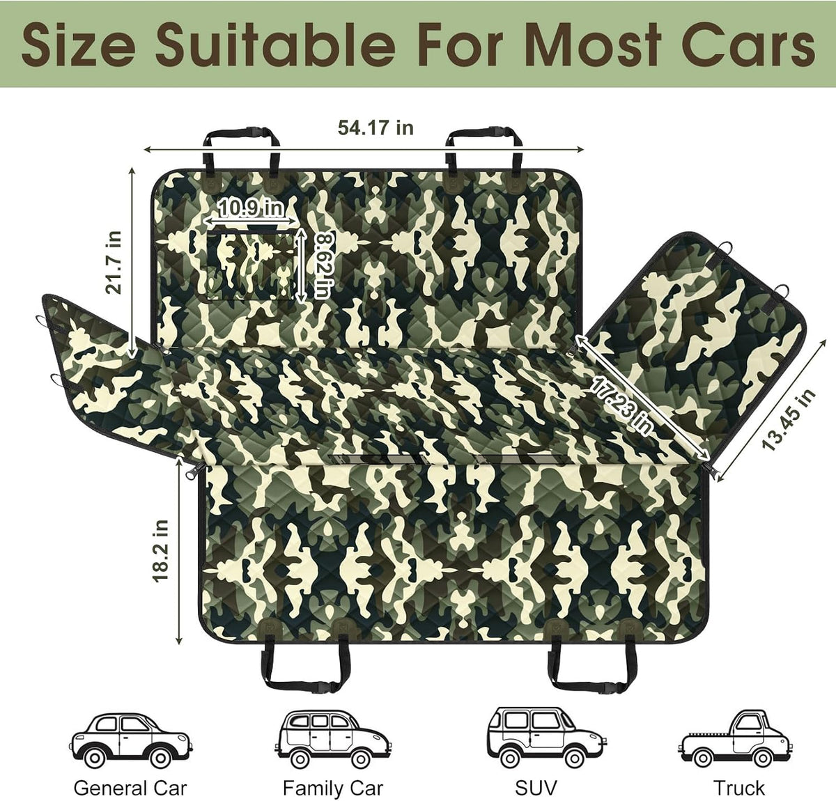 Waterproof Dog Car Seat Cover for Back Seat, Pet Hammock, L - Camouflage / Small,Standard - image 2