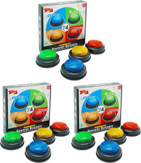 Gelabur Set of 4 Buzzers for Trivia Games - Small (Pack of 3)