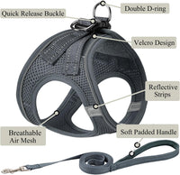 Dog Harness with Leash Set, Step-in Adjustable Puppy Pet Vest - Grey / M(Chest:16"-18") - image 2