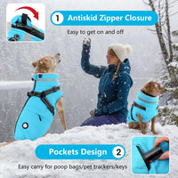 Dogcheer Dog Winter Coat with Harness - Sky Blue / Small(Chest:16.9", Back:11.8" Neck:12.5") - image 4