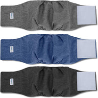 Teamoy Belly Bands for Male Dogs, Washable Wrap Diapers, S - L2(20"-24"Waist) / Black+ Gray+ Blue
