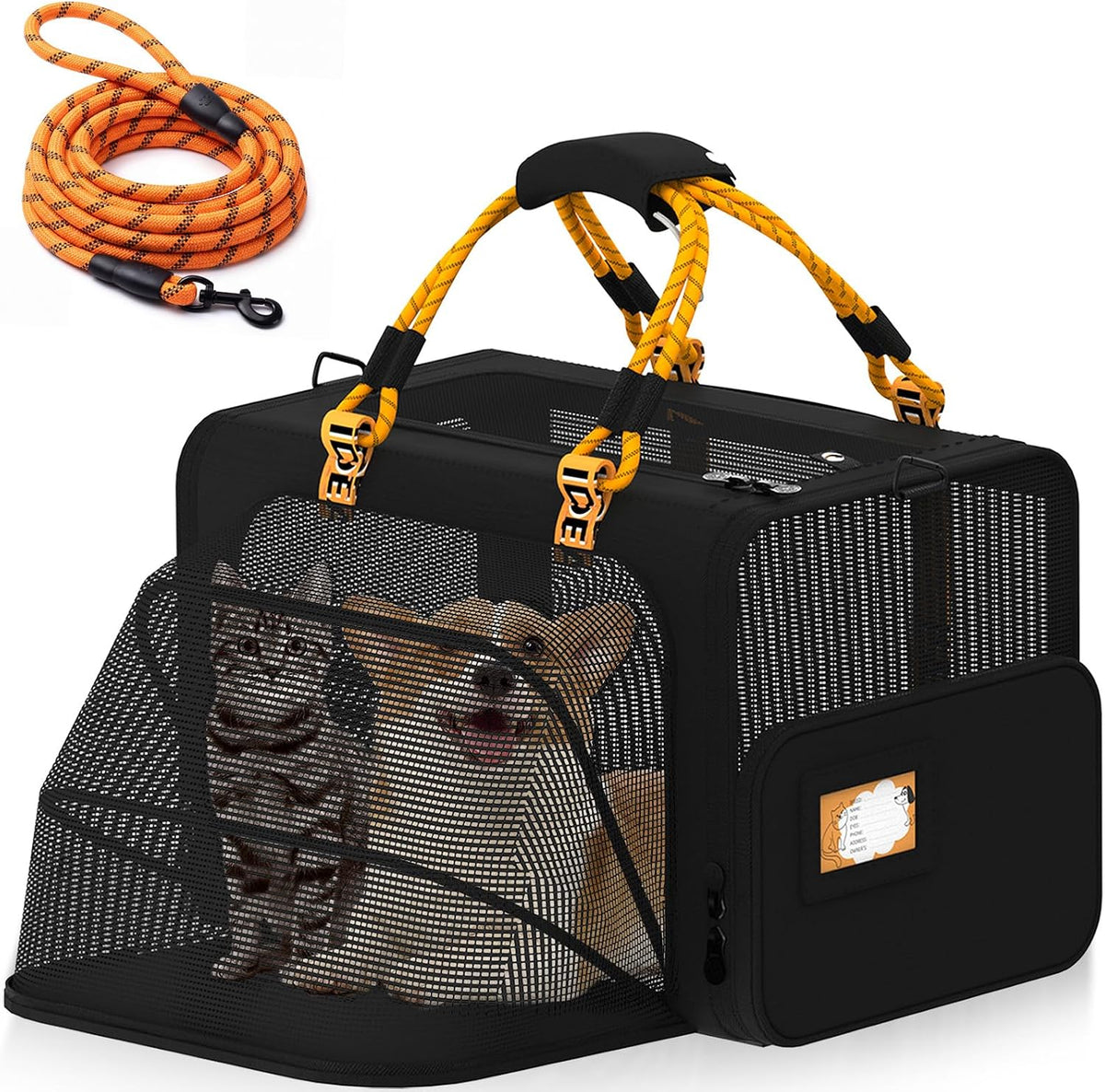 Expandable Pet Carrier for Small Cats & Dogs - 24.0"L x 16.0"W x 16.0"H / Black Warrior