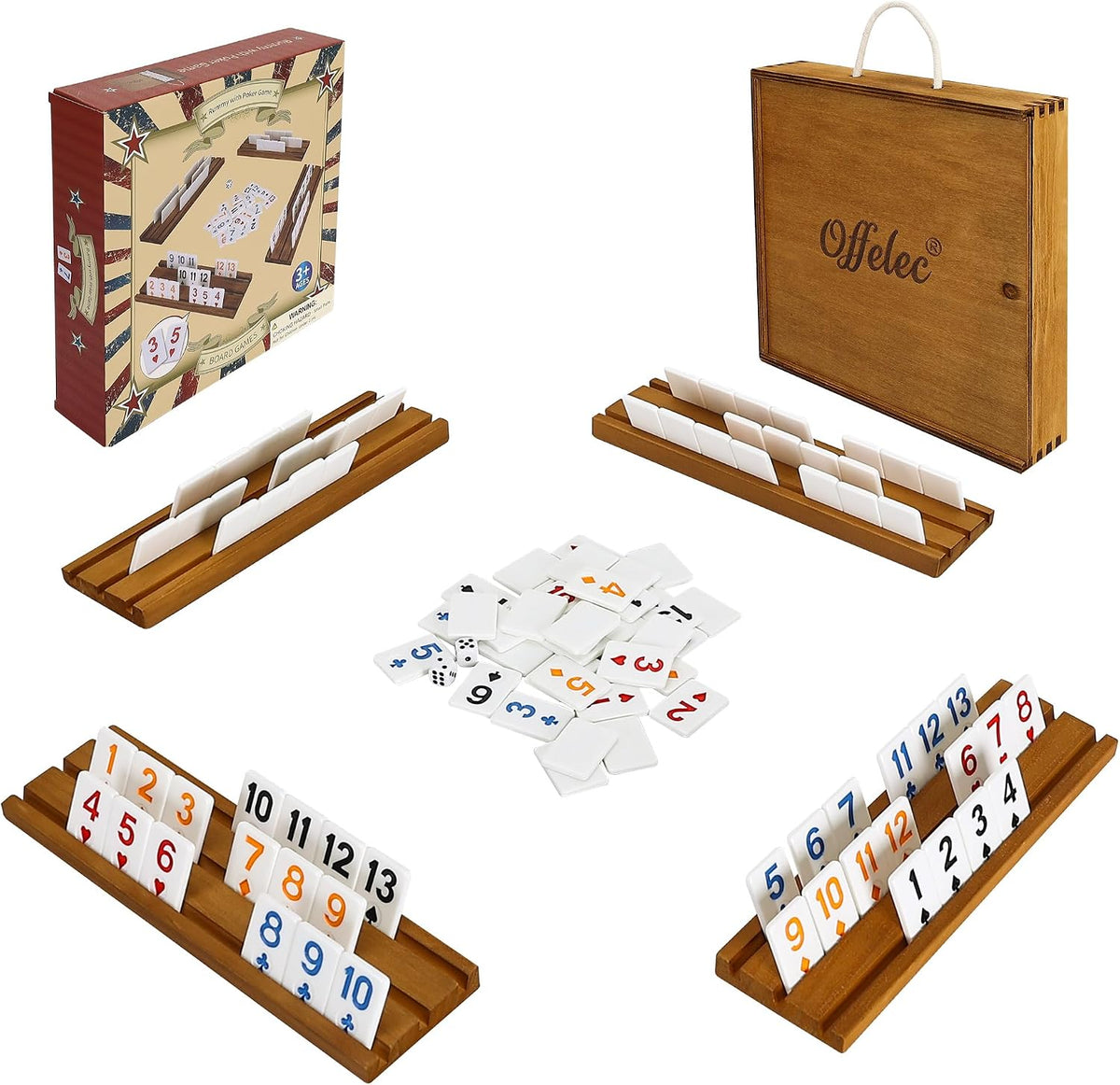 Offelec Double Six Dominoes Set - Poker Suit Rummy Game