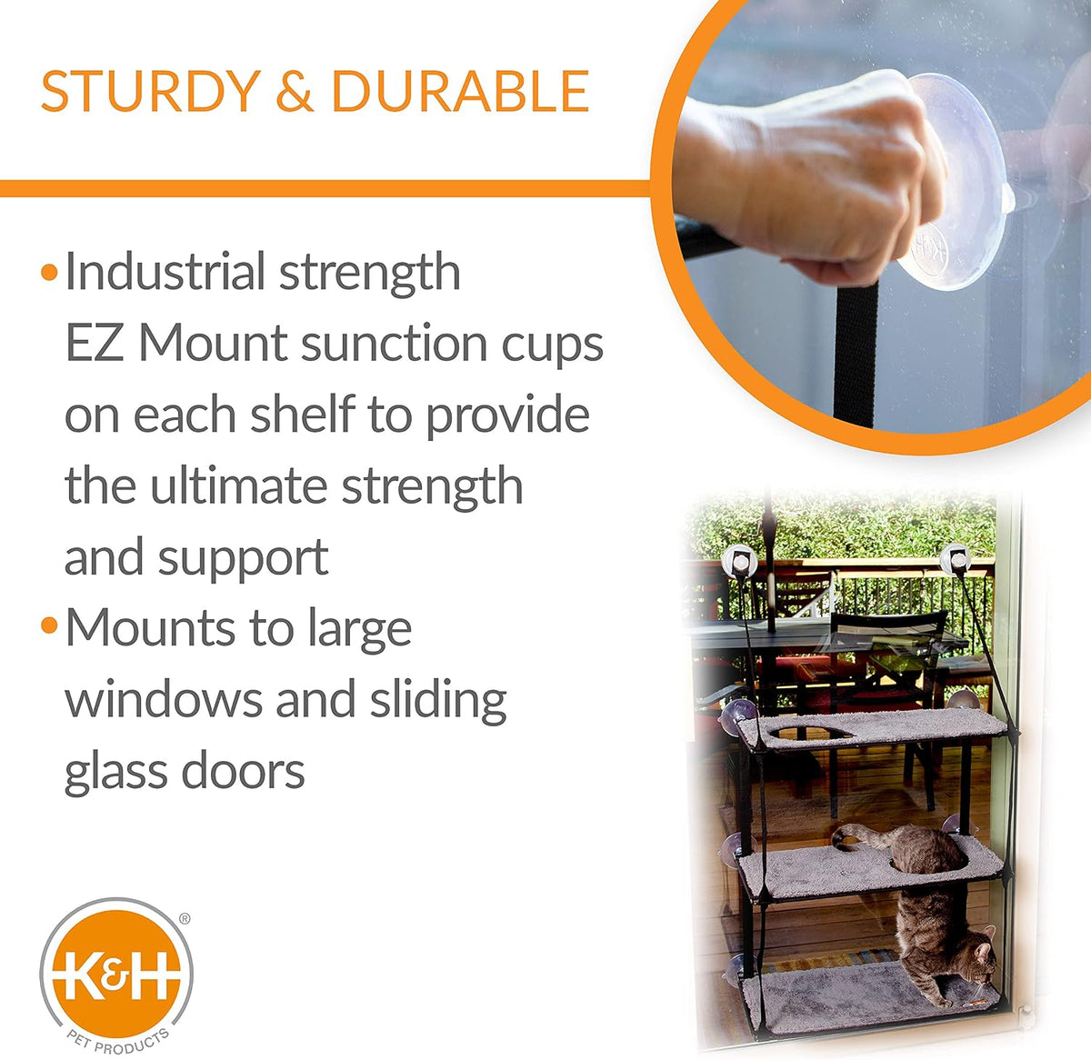 K&H Cat Window Perch, EZ Mount Double Stack Kitty Sill For Large Cats, Gray – Essentials for Cats - 23 X 12 Inches / Triple Stack - image 3