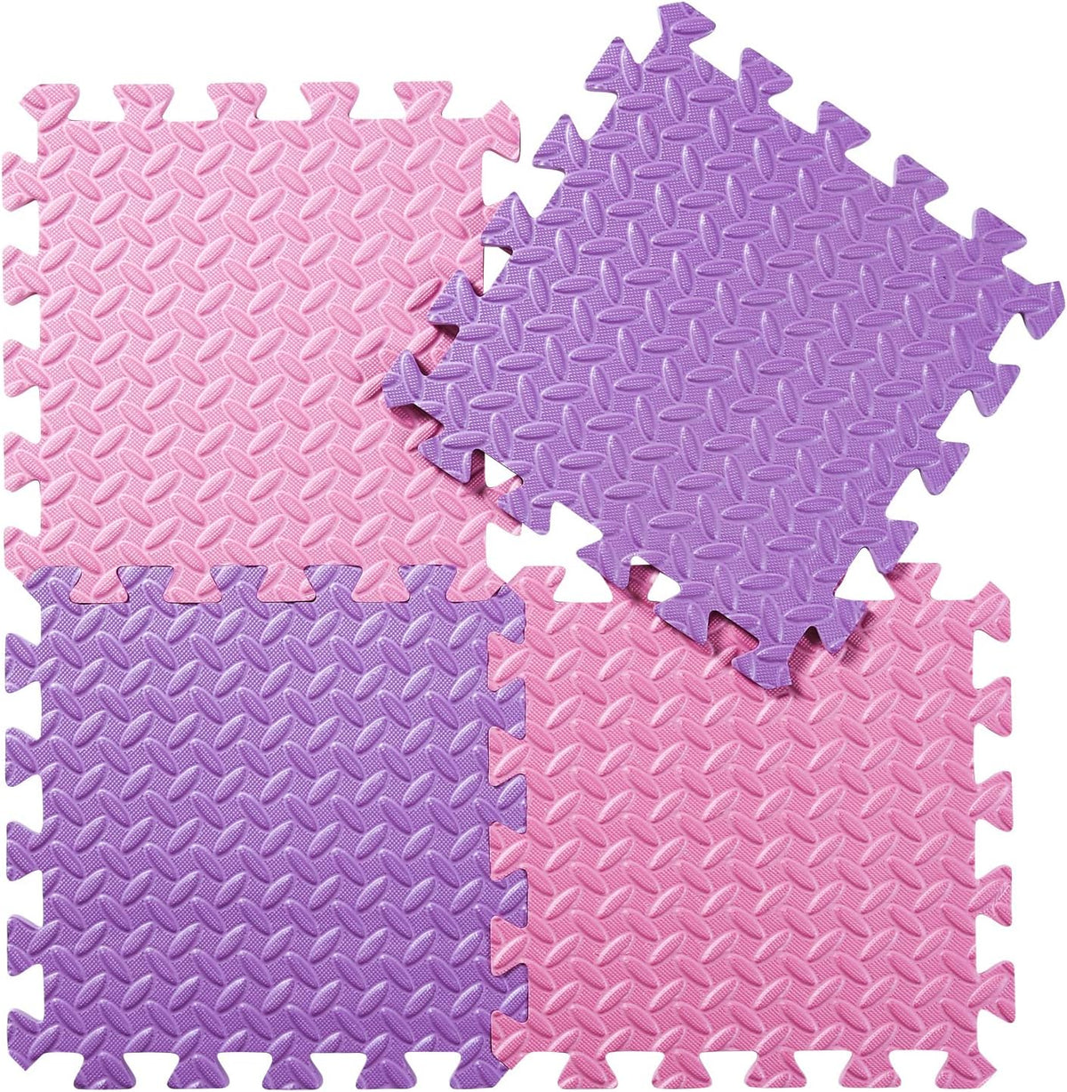16 Tiles Foam Play Mat, Soft & Safe EVA Foam Mats for Floor - Pink/Purple - image 2