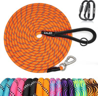 ZALER Long Dog Leash, 50 feet 30ft 20ft 15ft 10ft Dog Training Lead, Heavy Duty Reflective Check - Orange / 10FT*2/5"