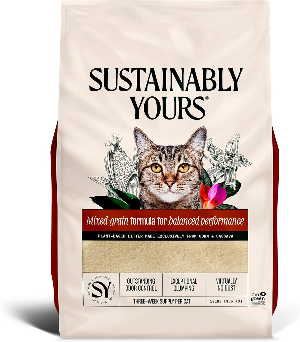 Sustainably Yours Natural Cat Litter, Small-Grain Formula - 10 lb / Mixed grains