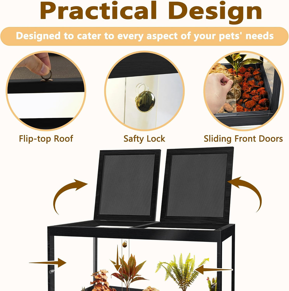 PROLEE Retile Tank, Bearded Dragon Tank - Black / 34 Gallons - image 2