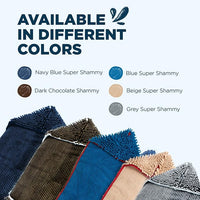 Soggy Doggy Super Shammy Dog Towel - Microfiber Chenille Towel for Drying Dogs and Cleaning Paws - Fast Drying with Hand Pockets for Ease (Navy Blue, 31” x 14”)