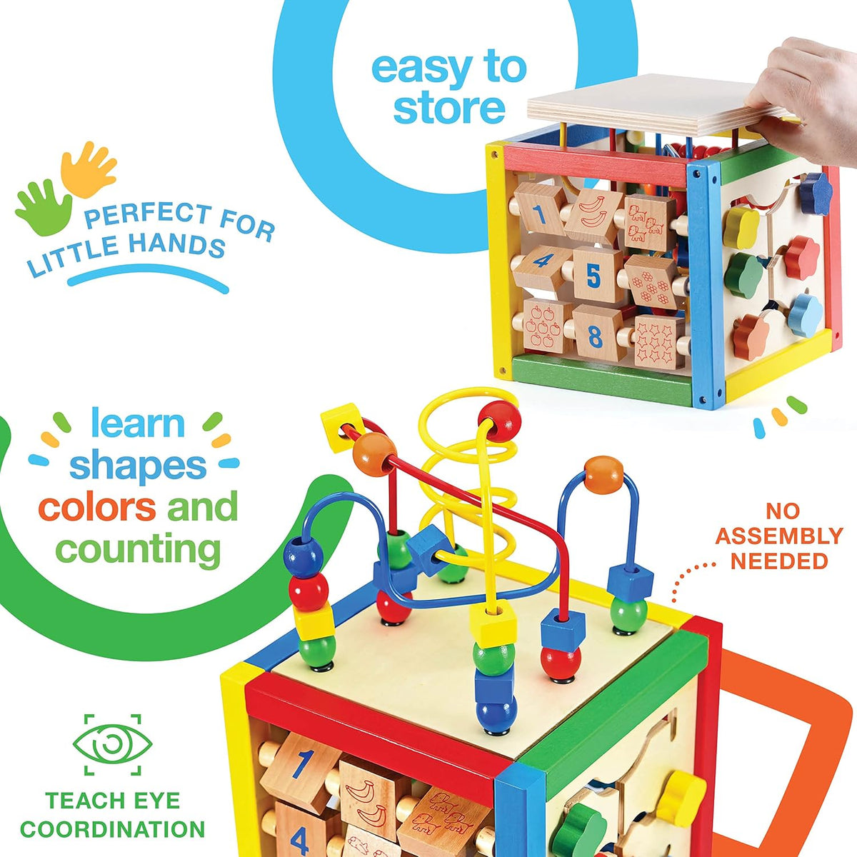 Wooden Activity Cube for Baby 6+ M, 8 Stacking Cups - image 4