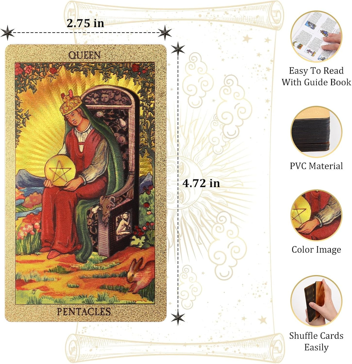 EGCUQ 78 Tarot Cards with Guide Book, Rider Waite Tarot Deck - image 4