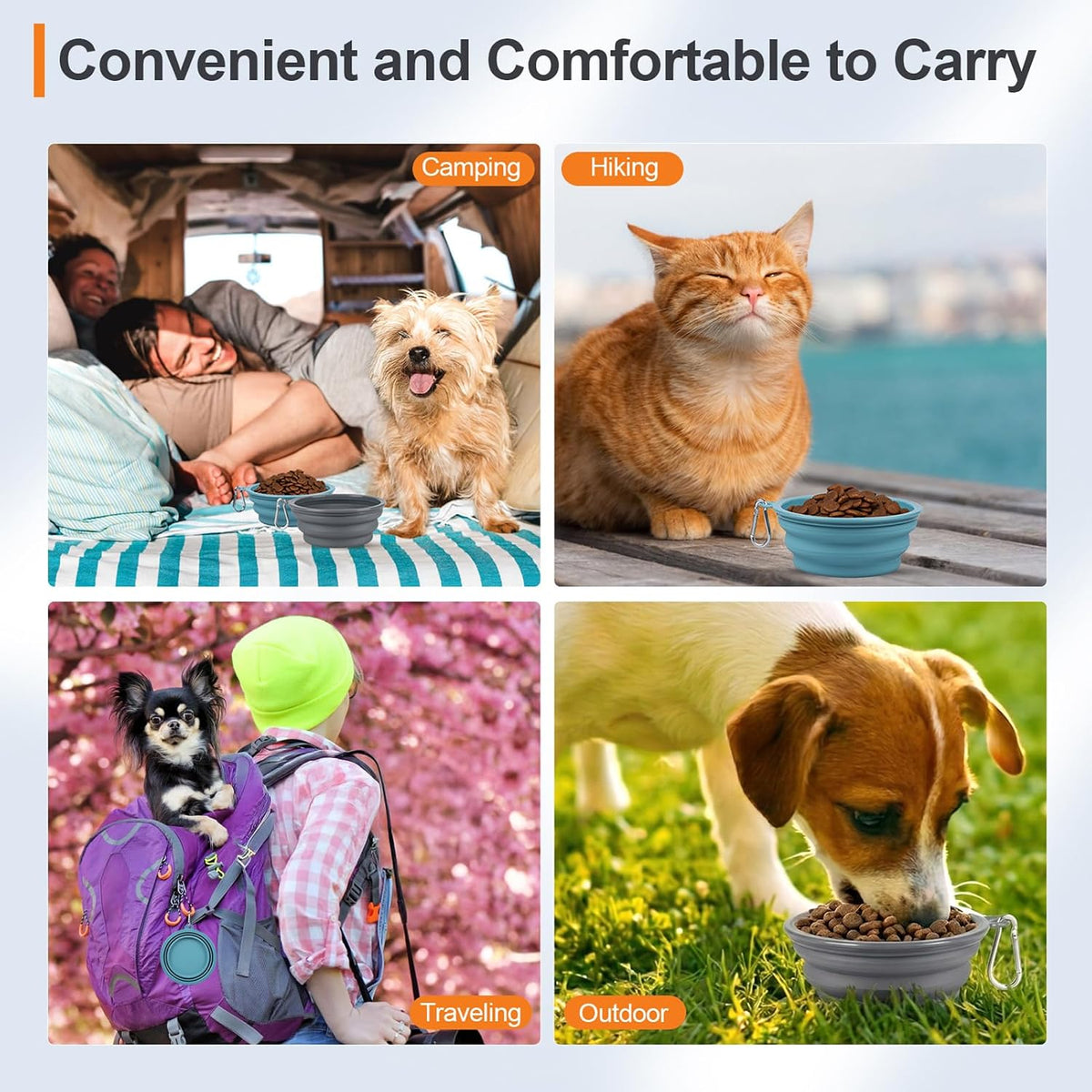 Kytely Collapsible Dog Bowls Medium - Lake Blue & Grey / Small - image 2