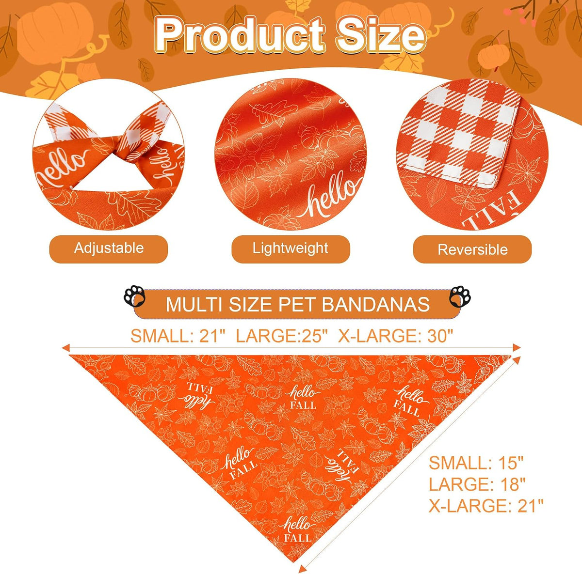 Halloween Dog Bandanas Pink Black XLarge 2PCS - hello fall-pumpkin-26-N / Large - image 3