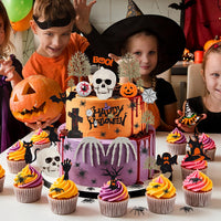 Hooqict 43 piece Halloween cake topper set with sign, tombstone, skulls, trees and spiders - view 40