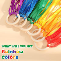 Deekin rainbow ribbon rings, wooden Waldorf hand kites with bright streamers - view 24