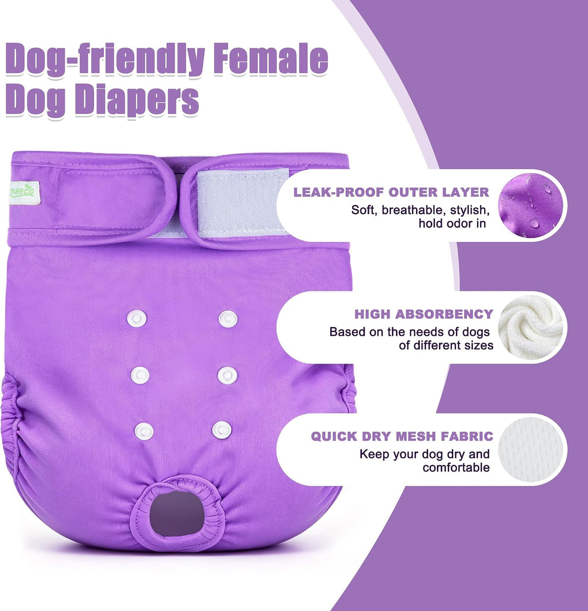 wegreeco Washable Reusable Premium Female Dog Diapers - X-Large / Bright Color - image 3