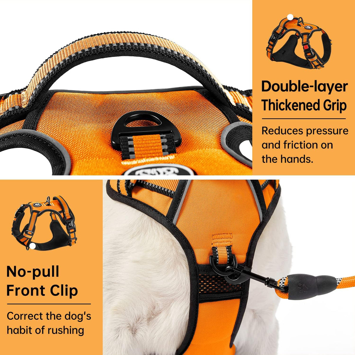 IVY&LANE No Pull Dog Harness for Medium Dogs - Orange / Medium - image 2