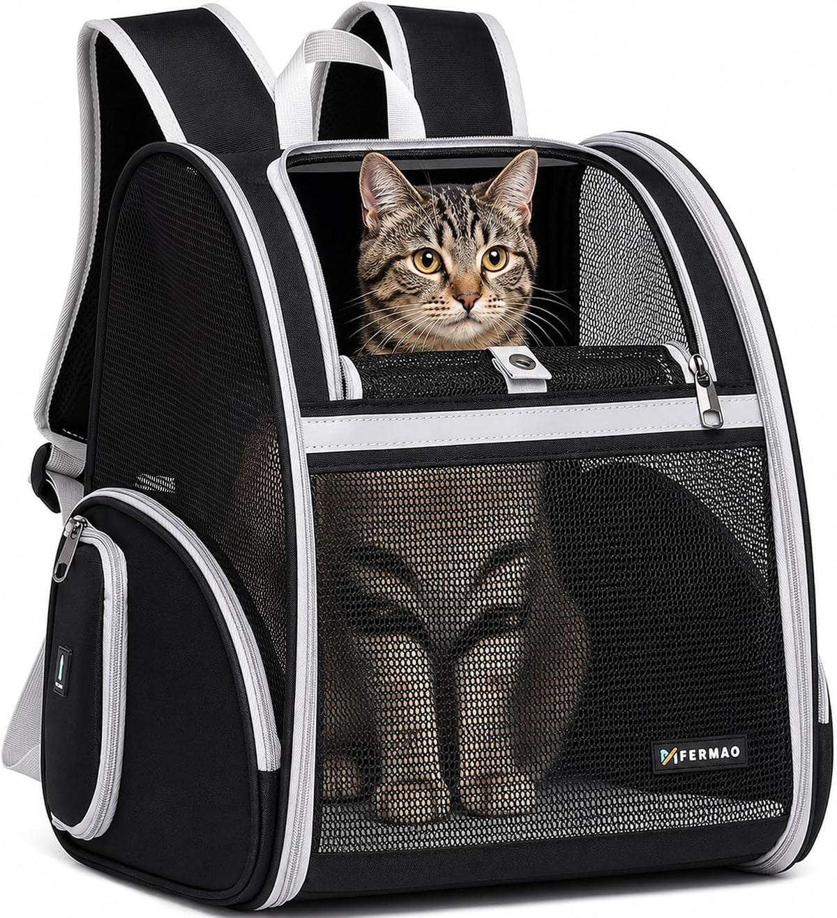 Cat Backpack Carrier for Small Dogs and Medium cat Puppy Kitten Bunny - Black / 12.9"L x 10.6"W x 15.5"H