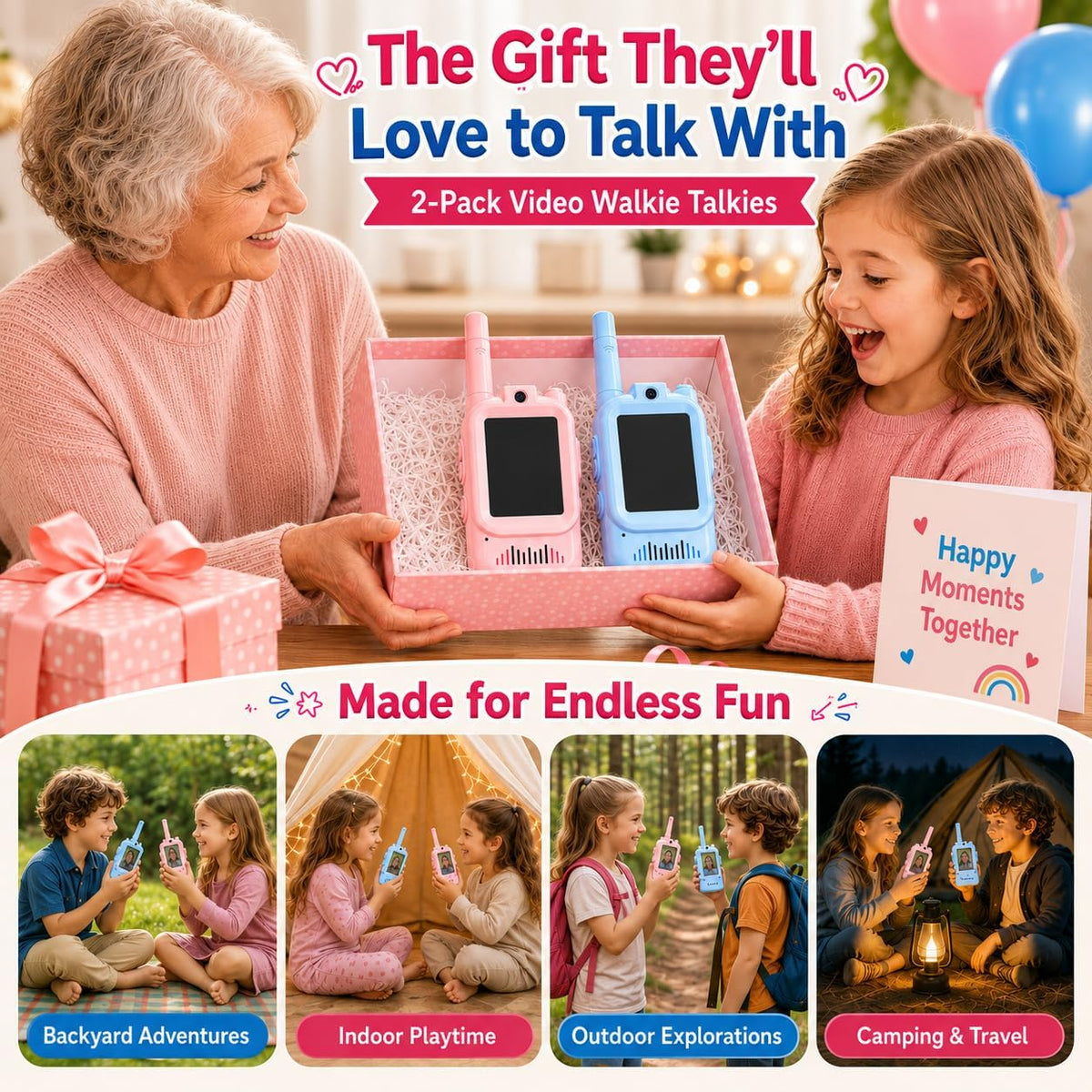 Video Walkie Talkies for Kids - Pink-Blue - image 2