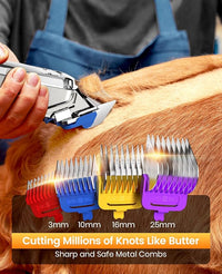 oneisall Dog Clippers for Grooming Thick Hair Professional,Cordless/Low Noise Pet Grooming Kit with Detachable Metal Combs, Rechargeable Heavy-Duty Pet Clippers for Thick/Curly/Fine/Wavy Hair (Sliver)