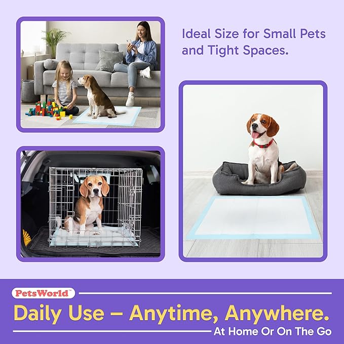 PETSWORLD Puppy Pads, 23x36 Inch, 2400 Count - Puppy Pee Pads for Dogs, Tear Resistant, Economy Value, Super-Absorbent Polymer Gel Core, Perfect for Puppies, Smaller Dogs