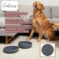 The Slowdown Bowl Silicone Slow Feeder for Dogs & Puppies, Slow Eating, Modern Lick Mat Design, Reduces Gulping, Fits 2.5 Cups 9.5” Across x 1.5” Tall, Mealtime Challenge, Large-Blush