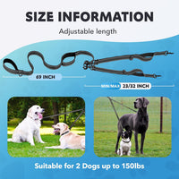 Double Dog Leash, Adjustable Length Long Leash for Dog Training - Orange / 2 dog leash with handle - image 3