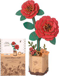 Wowood 3D wooden pink lily flower puzzle assembled model - view 3