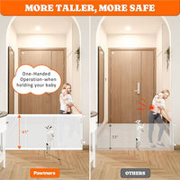 Pawtners Retractable Baby Gates Extra Wide, 41" Tall Extends up to 71" Wide, Dog Gate Indoor with for Stairs, Pet Gate with Support Rods for Doorways Hallways Indoor & Outdoor-White