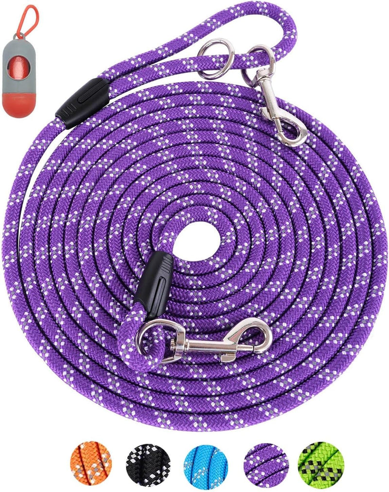 Long Dog Leash for Training 10FT/16FT/20FT/30FT/50FT/100FT - 16FT* 1/3 inch / 1Pack Purple