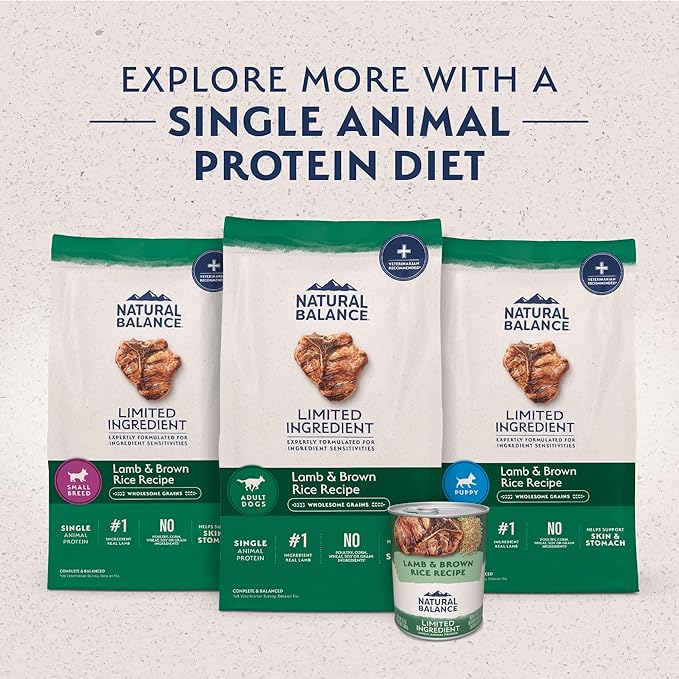 Natural Balance Limited Ingredient Adult Dry Dog Food with Healthy Grains, Lamb & Brown Rice Recipe, 4 Pound (Pack of 1)