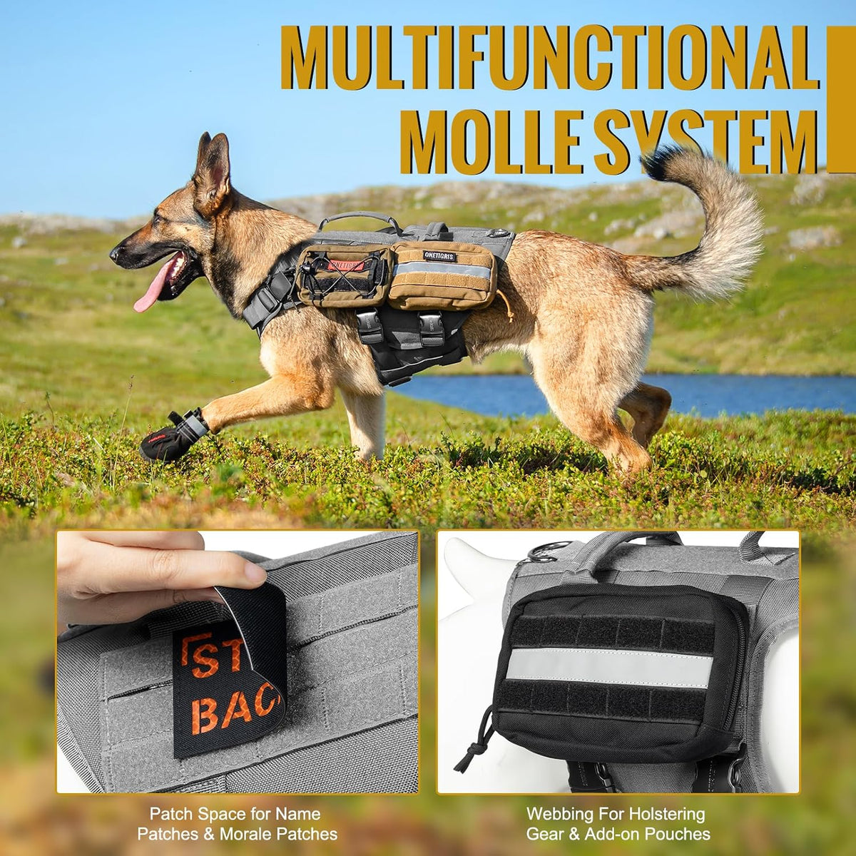 OneTigris Tactical Dog Harness with 5X Metal Buckle - L / Grey - image 4