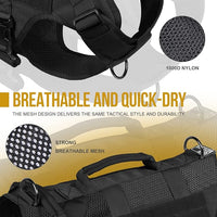 OneTigris No Pull Tactical Dog Harness for Medium Dog, Aire Mesh Dog Vest Harness, Breathable Military Dogs Molle Vests with Handles, Service Dogs Vest for Walking Hiking Training (M, Black)