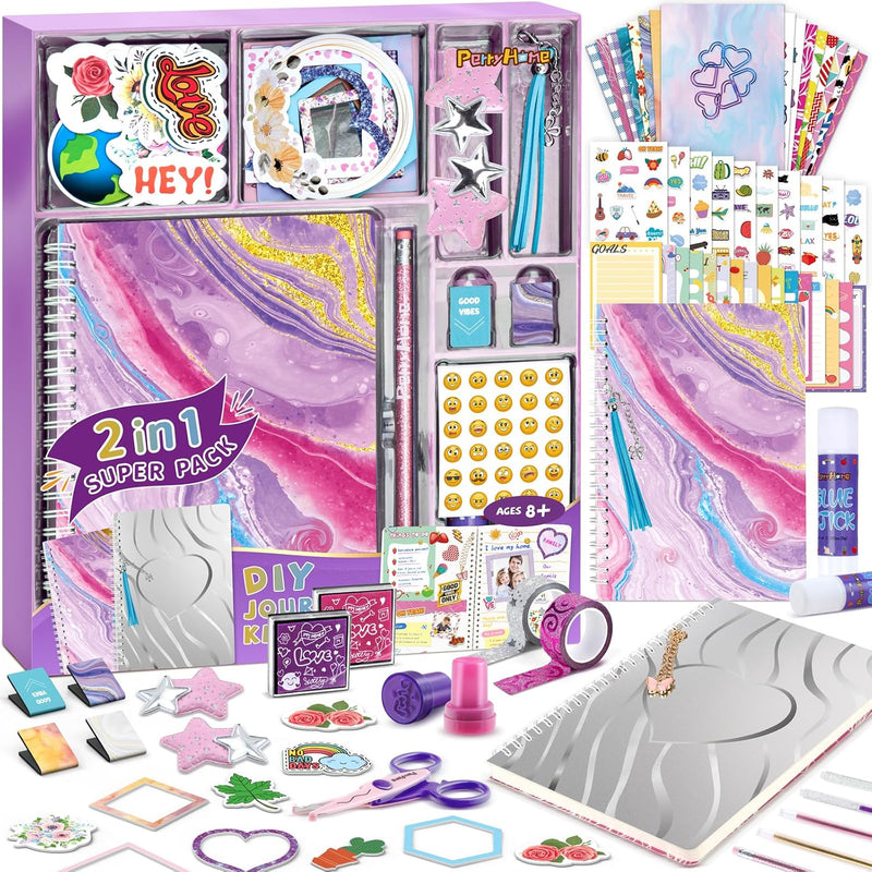 PERRYHOME 2-Pack DIY Journal Kit for Girls - Purple Packing-2pcs