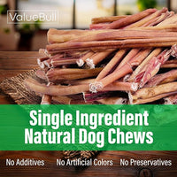 ValueBull Bully Sticks for Small Dogs, Thin 12 Inch, 25 Count - All Natural, Grass Fed, Single Ingredient, Long Lasting Dog Treats
