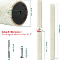 Cat Scratching Post Replacement Pole - M8*2poles / 40 cm / 15.71 in Beige - image 2