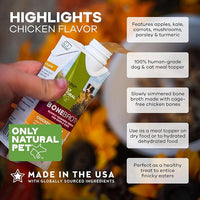 Only Natural Pet Bone Broth Chicken Flavor Dog & Cat Meal Topper, 100% Human-Grade Slow-Simmered, Free-Range for Dry Food or to Hydrate Dehydrated Food - (2-Pack / 11.16 oz Each)