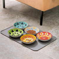 Boho 5 Ceramic Cat Bowls with Silicone Mat