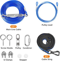 XiaZ Dog Tie Out Cable, Pet Lead for Yard, Camping, Outdoor - 50ft for 1 dog / Blue - image 2