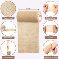 Treela 36 Pcs Self Adherent Bandage 4" X 5 Yard Wrap Breathable Cohesive Bandage Elastic Adhesive Tape for Stretch Athletic Sports Wrist Ankle(Nude)