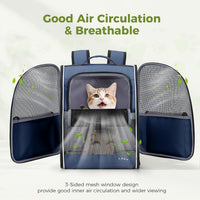 Lekereise Dog Carrier Backpack for Small Medium Dogs Cats up to 18 lbs - Blue / M-Mesh Window - image 3
