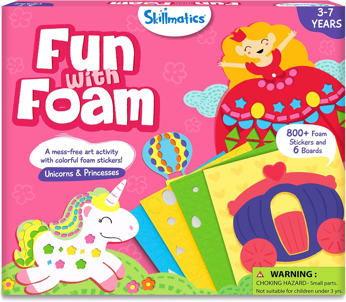 Skillmatics Fun with Foam Sticker Art, Animals, Craft Kit - 3. Unicorns & Princesses
