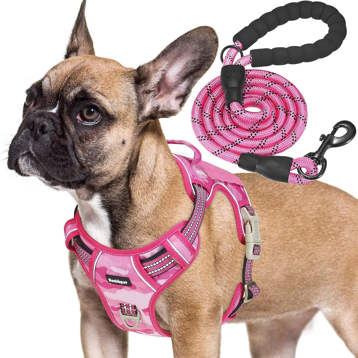 Beebiepet Tactical No Pull Dog Harness with Leash - Pink Camo / Small