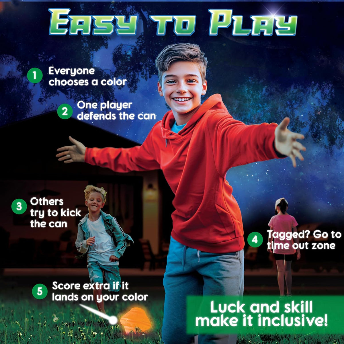 Starlux Games Cosmic Kick the Can glowing spaceship outdoor game at night - view 3