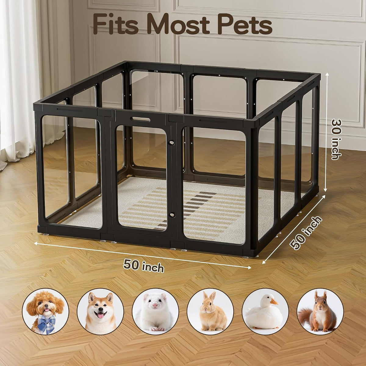 Jalove 12PCS Dog Playpen Clear Puppy Playpen Indoor - Black / 12 / 30inch - image 2