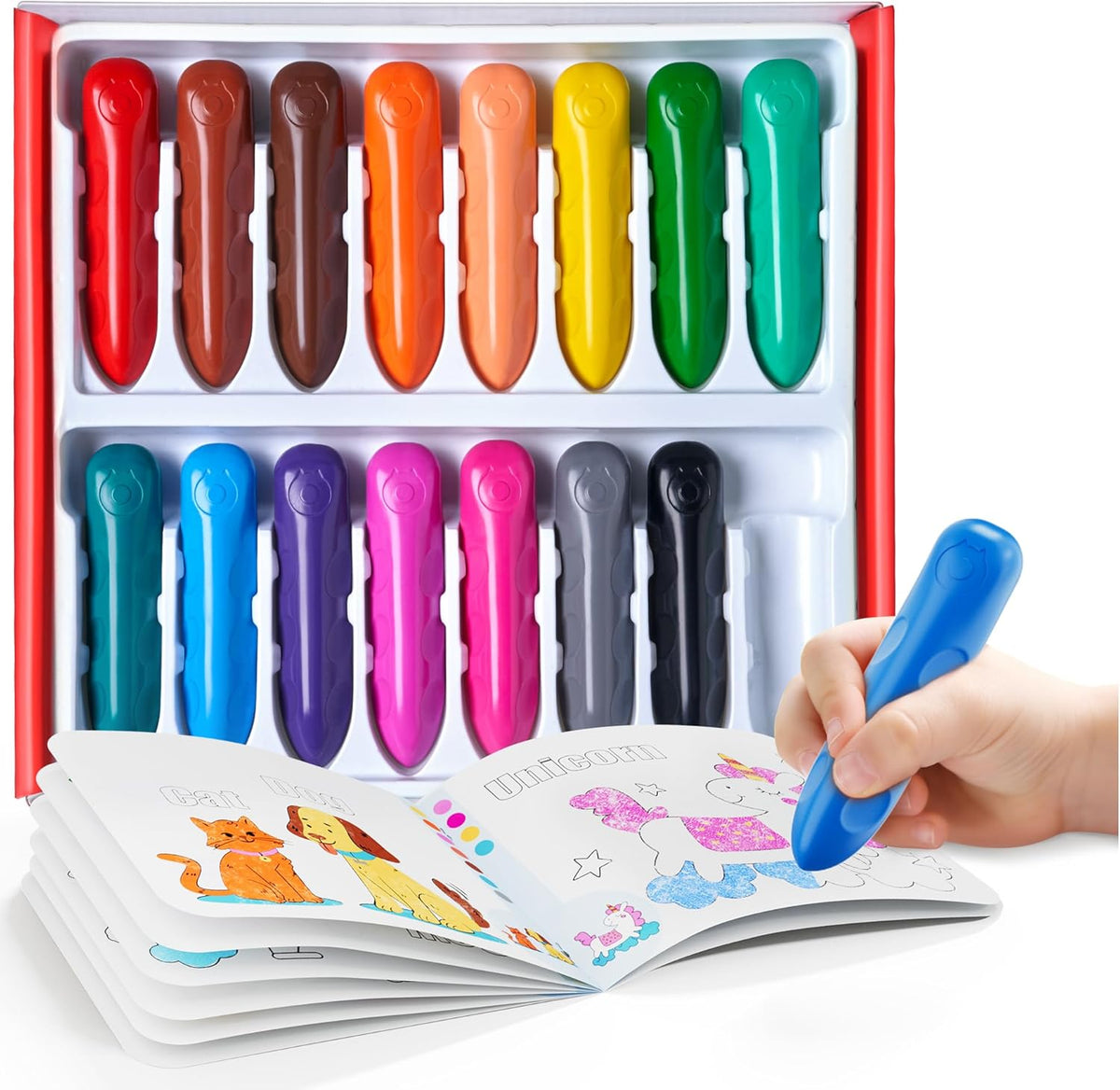 JoyCat 8 Colors Jumbo Crayons for Toddlers 1-3 - 16