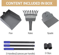 Heeyoo Dog Pooper Scooper, Dog Poop Tray and Rake Set, Pet Waste Removal Scoop with Long Adjustable Sectional Stainless Handles