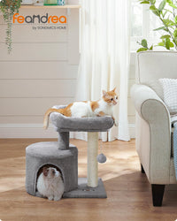 Feandrea Cat Tree, Cute Kittens Condo - Light Gray - image 2