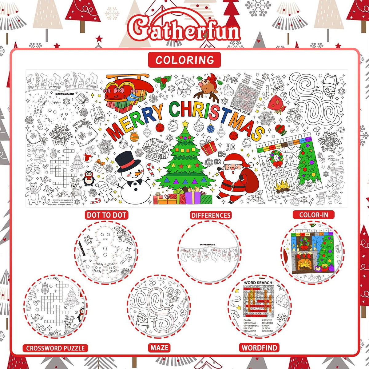 Halloween Activity Poster, Halloween Tablecloth for Kids - Christmas - image 3