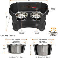 Neater Pet Brands Neater Feeder Deluxe Mess Proof Dog Bowls Elevated for Medium Dogs 19-40 lbs, Made in USA, No Spill Raised Dog Food Bowl Stand Feeding Station, Food and Water Bowl Set, Black